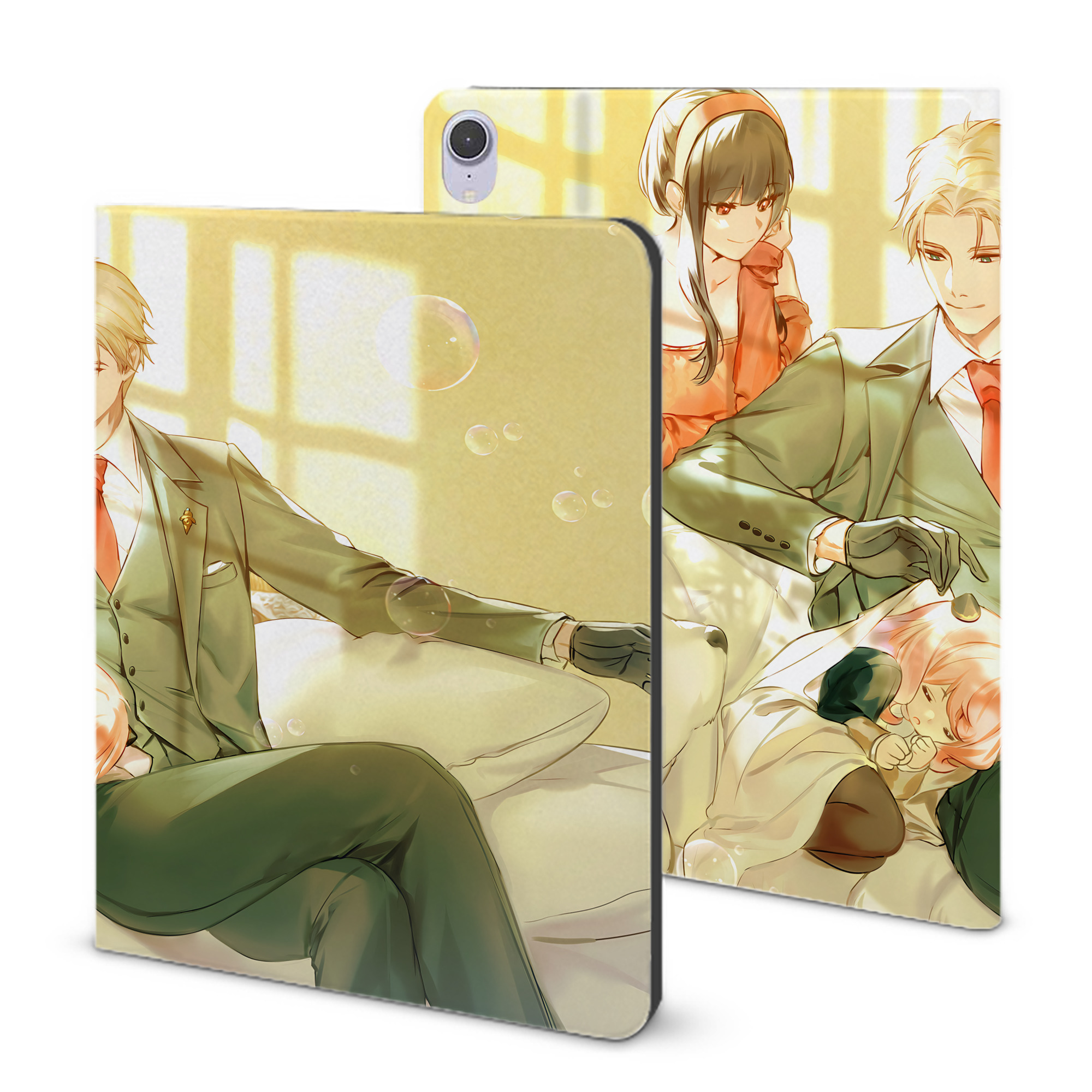 （画像用） SPY×FAMILY间谍家家酒 IPad ケース ブック型 PUレザー TPU 耐衝撃 軽量 薄型 ペン収納なし 全面保護 IPad 各モデル対応
